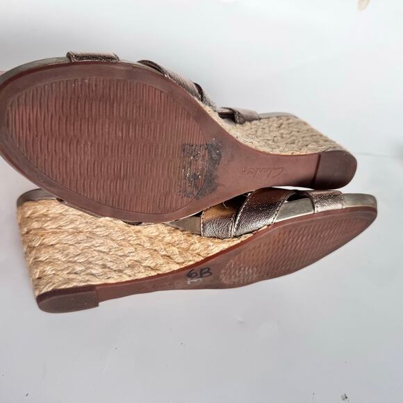Clarks Acina Chester Metallic Leather Sandals Wedges Gladiator Lace Up 10W - Picture 10 of 10